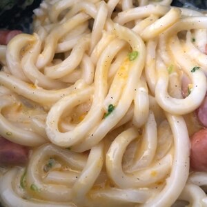 カルボナーラ風うどん♪　電子レンジでOK